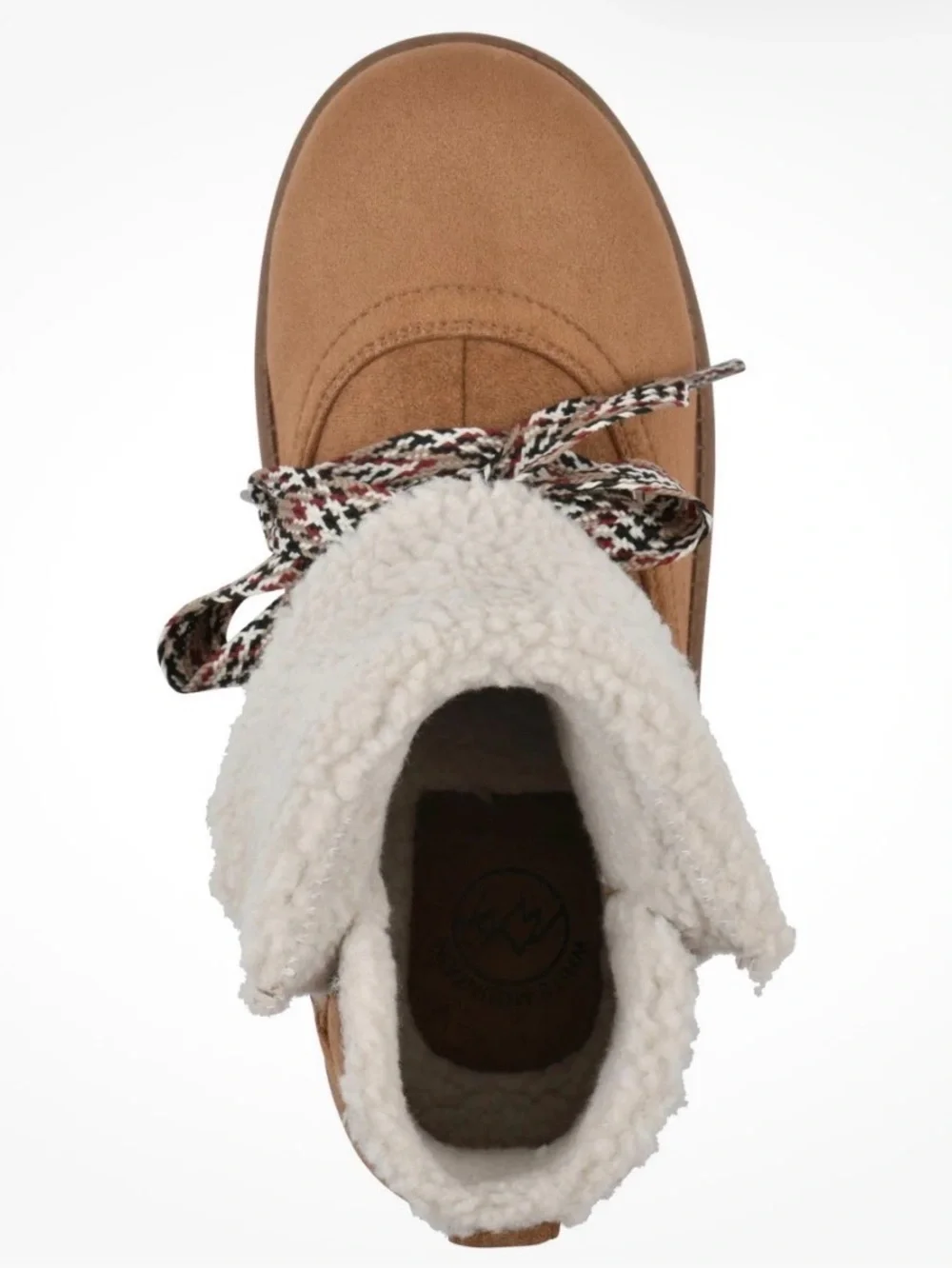 White Mountain Tan Faux-Suede Sherpa-Lined Ankle Boot with Braided Laces